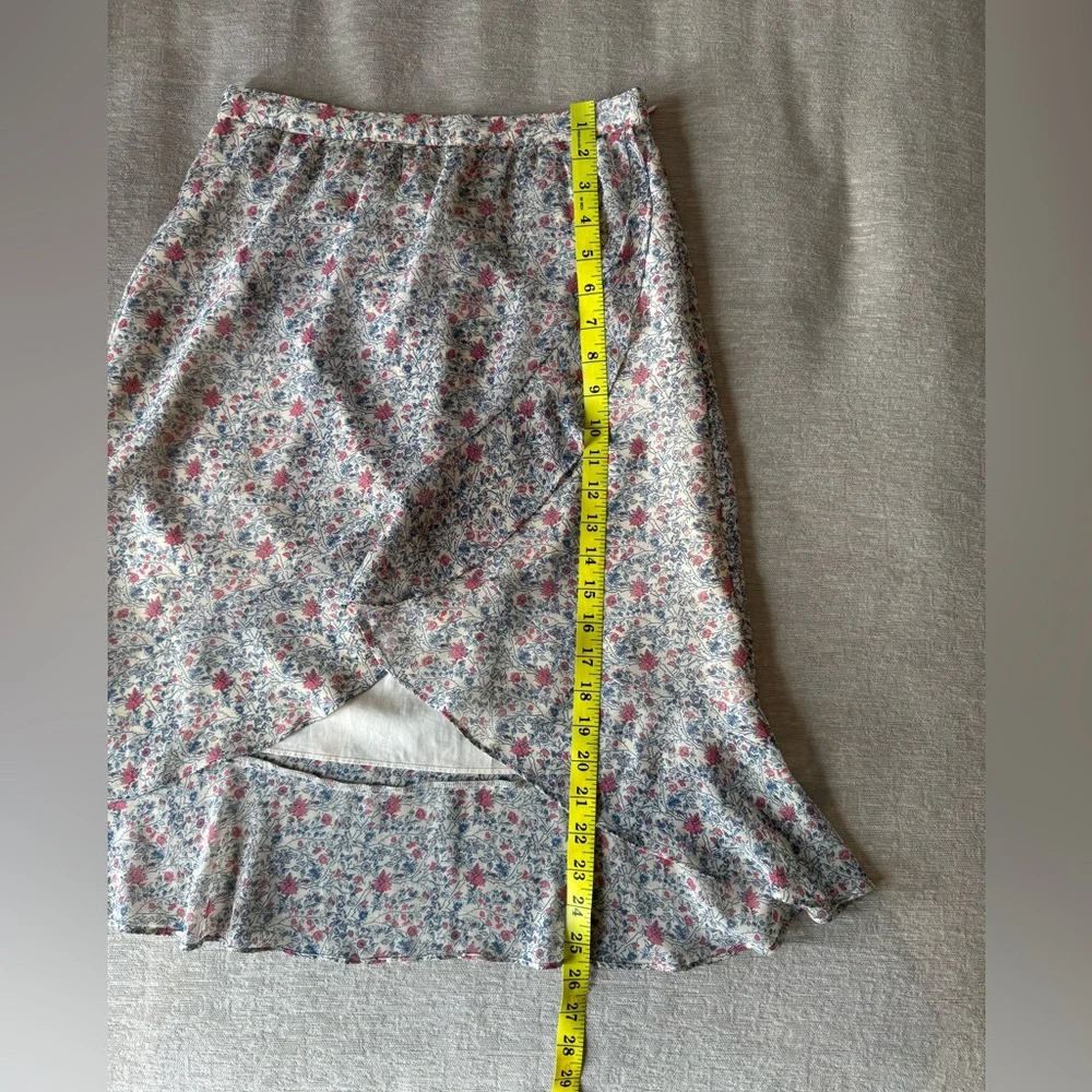 Madewell Floral Ruffle Wrap Skirt Size 0 Blue Red Mini Boho Cottagecore